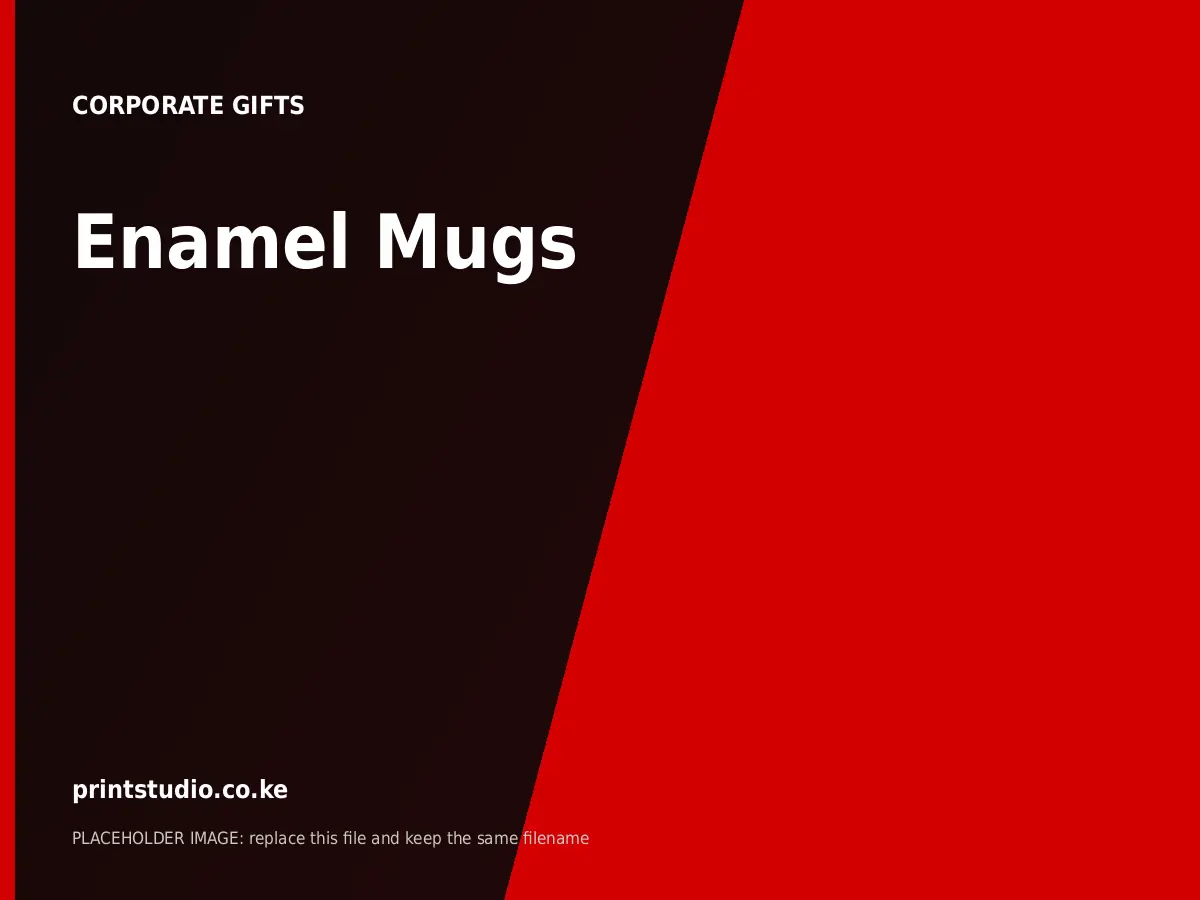 Enamel Mugs | Printstudio Kenya Enamel Mugs printed by Printstudio in Nairobi, Kenya